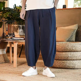 Pantalones Harem Sueltos Lino Casuales De Moda Para Hombre