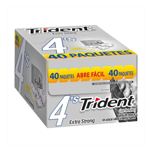 Goma De Mascar Trident Extra Strong 4's 40 Pzas