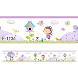  Faixa Decorativa Adesiva Menina Flores Jardim Kit 2mts