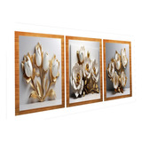 Quadros Decorativos Flores Tulipas Brancas Gold Floral Sala