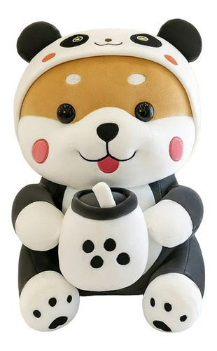 Peluche Perro Shiba Inu Con Disfraz De Panda Kawaii