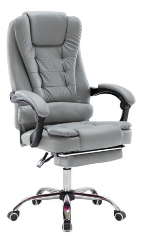 Cadeira Home Office Luxuosa C/ Descanso Cinza