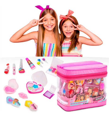 Kit Maquiagem Infantil + Maleta 20 Itens Makebrinq Polibrinq