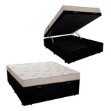 Cama Box Baú Casal Colchão Ortobom 64x138x188 Preto