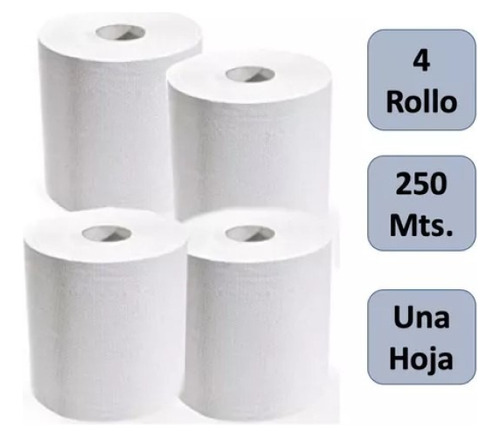 Papel Toalla 250 Mts X 4 Unidades