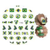 Cartela Com 60 Adesivos De Unhas Brasil Decoração Copa Mundo