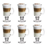 Set 6 Tazas Vidrio Cafe Capuchino Espresso Latte Cortado