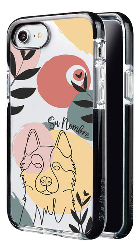 Funda Para iPhone Mujer Perro Husky Minimal Con Nombre