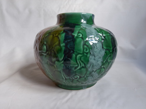 Florero O Jarron De Ceramica Esmaltada Verde 16 Cm. Diseño