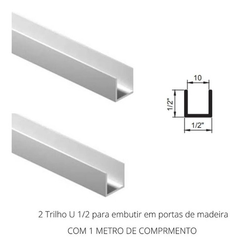 Trilho Canaleta ½ U Alumínio 2 Mt Porta De Correr