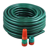 Mangueira Trançada Jardim Silicone 50m Com Esguicho Cor Verde