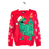 Suéter Navideño Para Niños Ugly Sweater Divertido Dinosaurio