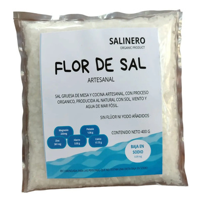 Flor De Sal Orgánica 100% Natural 4 Bolsas Baja En Sodio | Meses sin interés