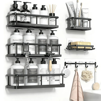 6pzs Estantes Para Regadera Organizador De Baño Acero Inox Ktmouw Organizador De Baño Estante De Ducha Repisas Baño Negro 6pcs | Envío gratis