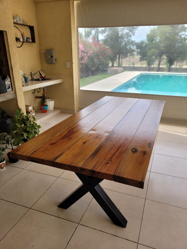 Mesa Rustica De Hierro Y Madera Quebracho Estilo Industrial