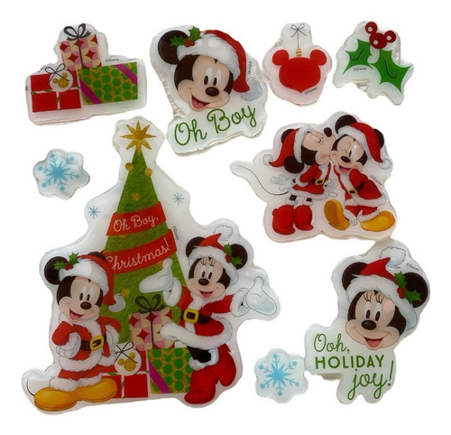 Pegatinas Navideñas De Gel De Mickey Y Minnie 