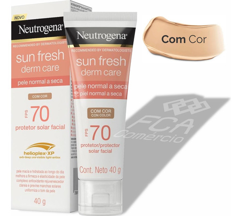 Protetor Solar Facial Neutrogena Sun Dry Skin Fps70 Com Cor