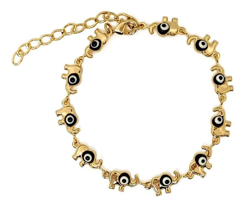 Pulsera Elefantes Enchapado Oro 18k