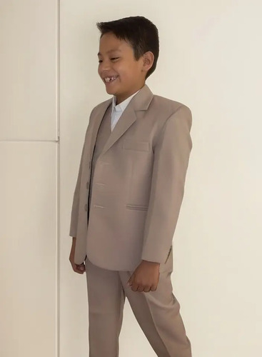 Traje Completo + Chaleco Niño Bebe Cafe Caqui + Envio Gratis