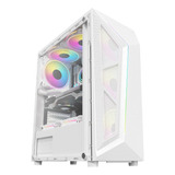 Gabinete Gamer Branco Com 4 Fans Inclusas + Filtro De Poeira E Fita Led Cor Cinza