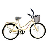 Bicicleta Paseo Femenina Kelinbike Full R26 Frenos V-brakes Color Crema Con Pie De Apoyo  
