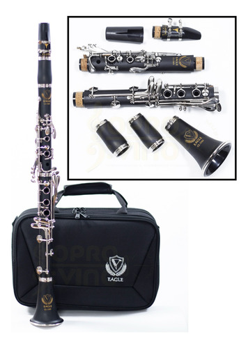 Clarinete Sib Corpo Abs 17 Chaves Niquelada Estojo Eaglecl04