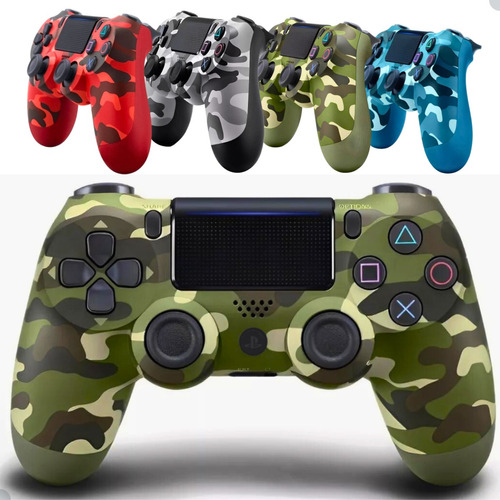 Controle Sem Fio Joystick Manete Compatível Com Console E Pc Cor Camuflado Verde Ps4