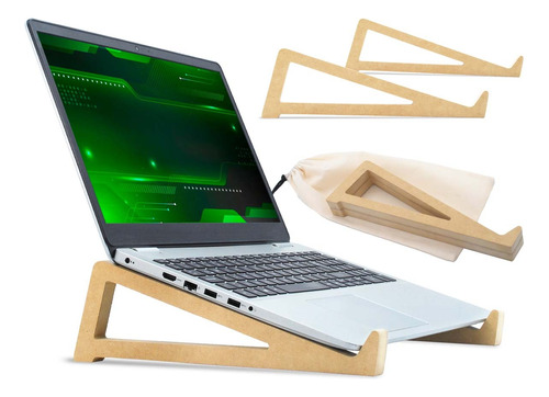 Soporte Apoya Notebook Universal Atril Madera Laptop Stand