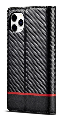 Para iPhone 11 Pro Max Funda Tarjetas Cartera Fibra Carbono 