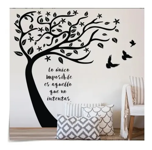 Vinilo Decorativo Árbol Al Viento Frase Arbol De La Vida | Envío gratis