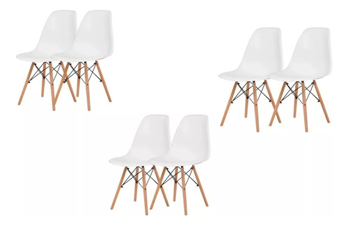 Set De 6 Sillas Eames  Modernas Minimalista 