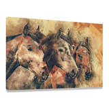 Tela Quadro Decorativo Cavalo Pop Art Abstrato 130x90 Cor Bege