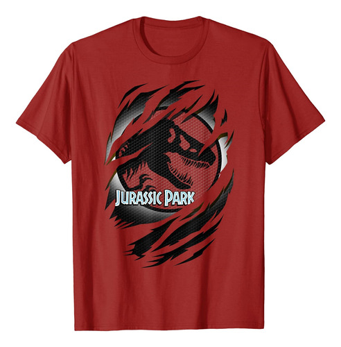 Jurassic Park Slashed White Glow T-rex Logo Polera Gráfica