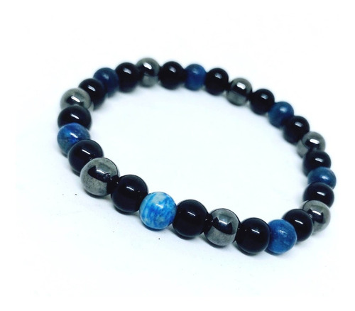 Pulsera Triple Protección -obsidiana-hematite-piedra Natural