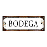 Cartel De Chapa Vintage Bodega 10x28cm