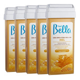 Kit 5 Refil Cera Depilatória Roll-on Mel 100g Depil Bella