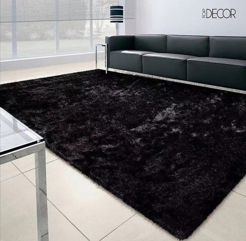 Alfombra Peluda Negra 200x300 Cm. Rouss