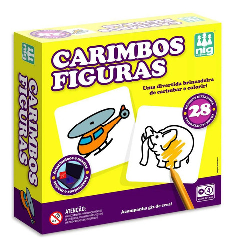 Jogo Carimbos Figuras Animais - 28 Peças - Pedagógico - Nig