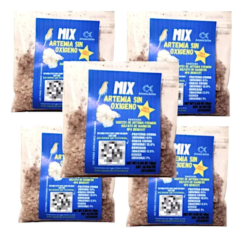 Mix Generador De Artemia Sin Oxigeno Alimento Vivo Peces 5pz