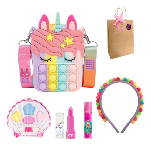 Kit Menina Bolsa Unicornio E Maquiagem De Criança