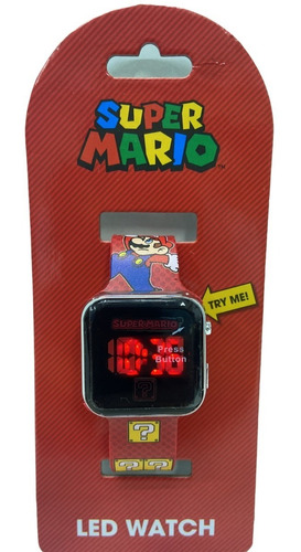 Reloj D Puslera Super Mario Bros Nintendo Led Watch Cuadrado