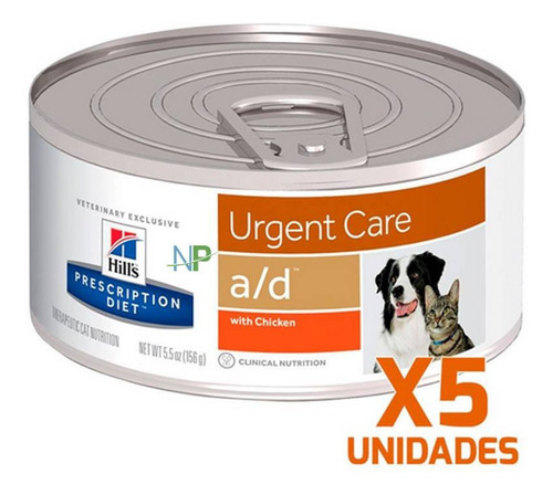 5 X Latas Hills A/d Urgent Care Perro Y Gato 156grs. Np