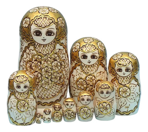 Ornamento De Bonecas Russas De Madeira De 10 Peças