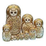 Ornamento De Bonecas Russas De Madeira De 10 Peças