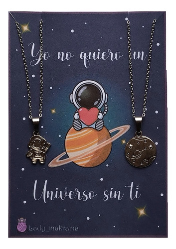 Collar Astronauta Compartir Parejas Amigos Familia Novios