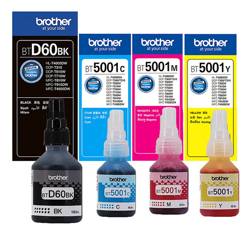 Tinta Brother Btd60bk Bt-5001 Negro Amarillo Cian Magenta