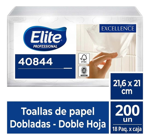 Toalla Papel Interfoliada Elite, 18 Paq X200un, D/h