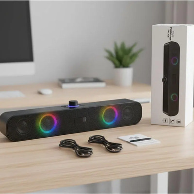 Barra De Sonido Bocina Bluetooth Auxiliar 3.5 Tf Con Luz Led | Meses sin interés