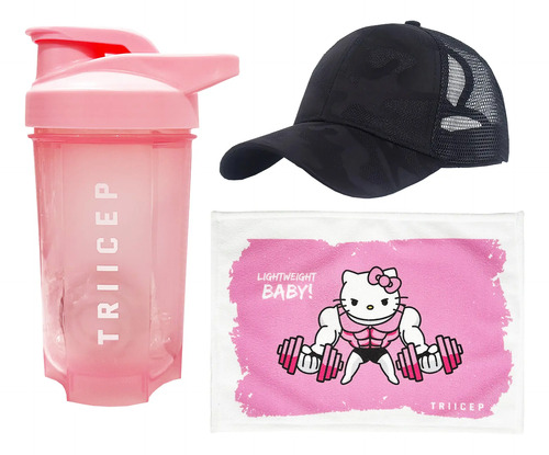 Shaker Gym Rosa Gorra Toalla En Kit Excelente Para Regalo