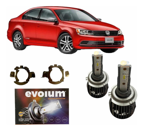 Kit Focos Led H7 Jetta Mk6 Con Bases 14000 Lúmenes Chip Csp